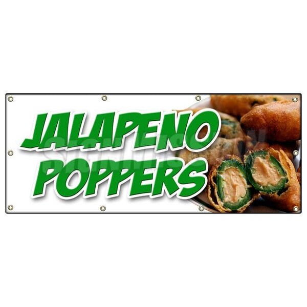 Signmission JALAPENO POPPERS BANNER SIGN fresh hot stuffed deep fried spicy pepper B-96 Jalapeno Poppers - main